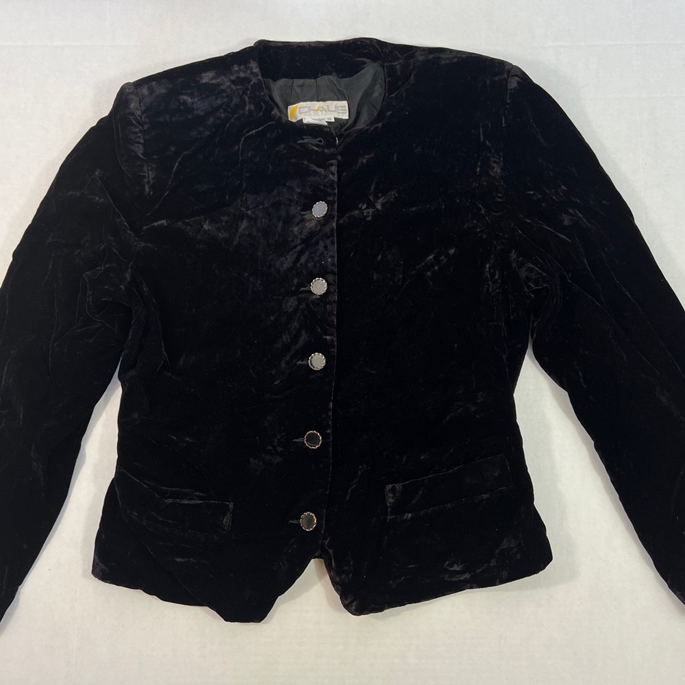 Chaus Womens Black Velvet Blazer Size 12